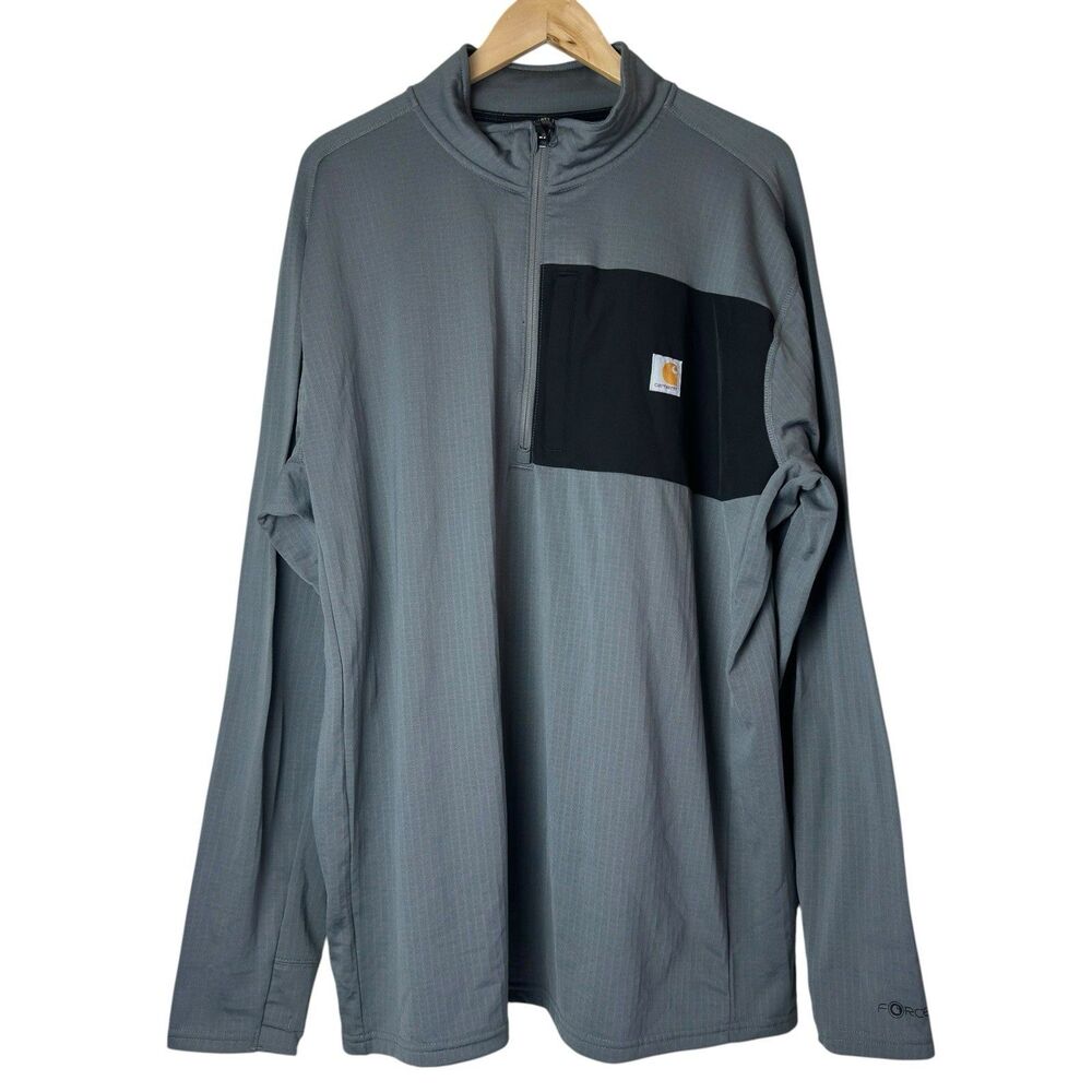 Carhartt Force Relaxed Fit Mock Neck Half Zip Shirt Fleece Lined 2XL Work